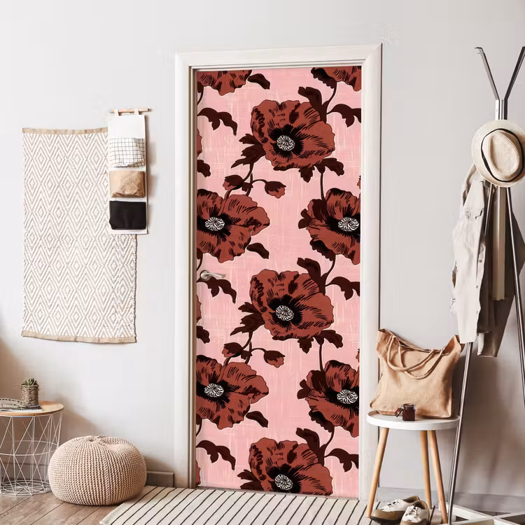 Deursticker - Bloemen - Retro - Rood — 8
