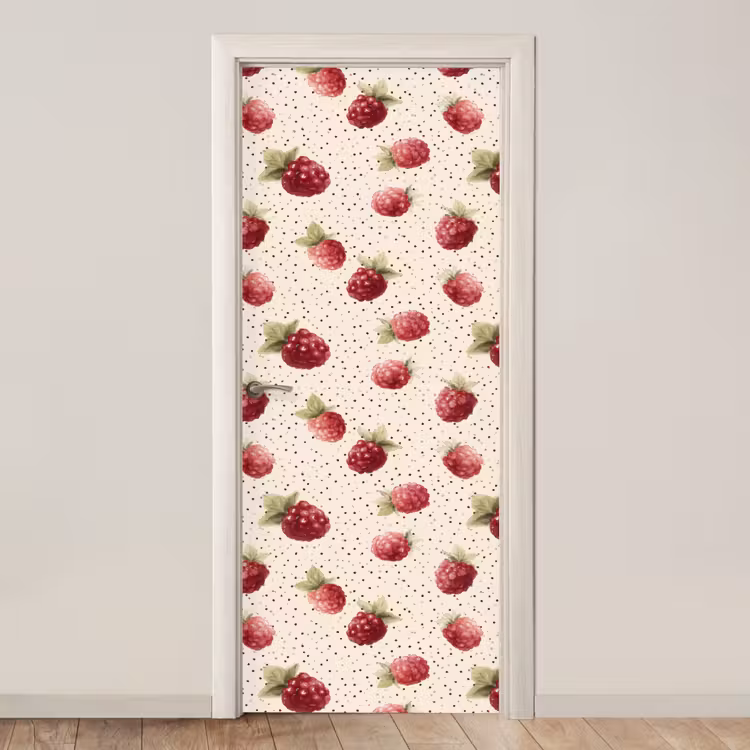 Deursticker - Framboos - Stippen - Rood — 1