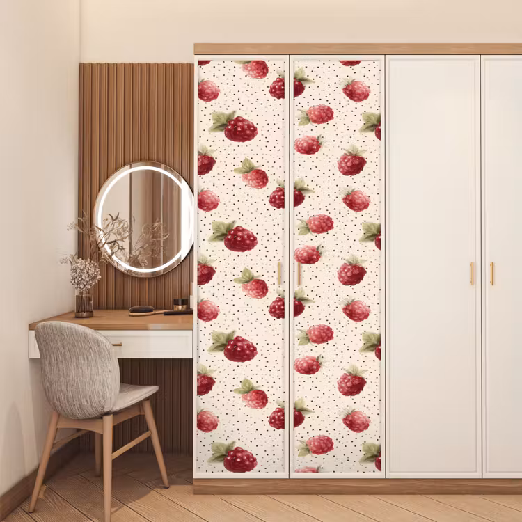 Deursticker - Framboos - Stippen - Rood — 5