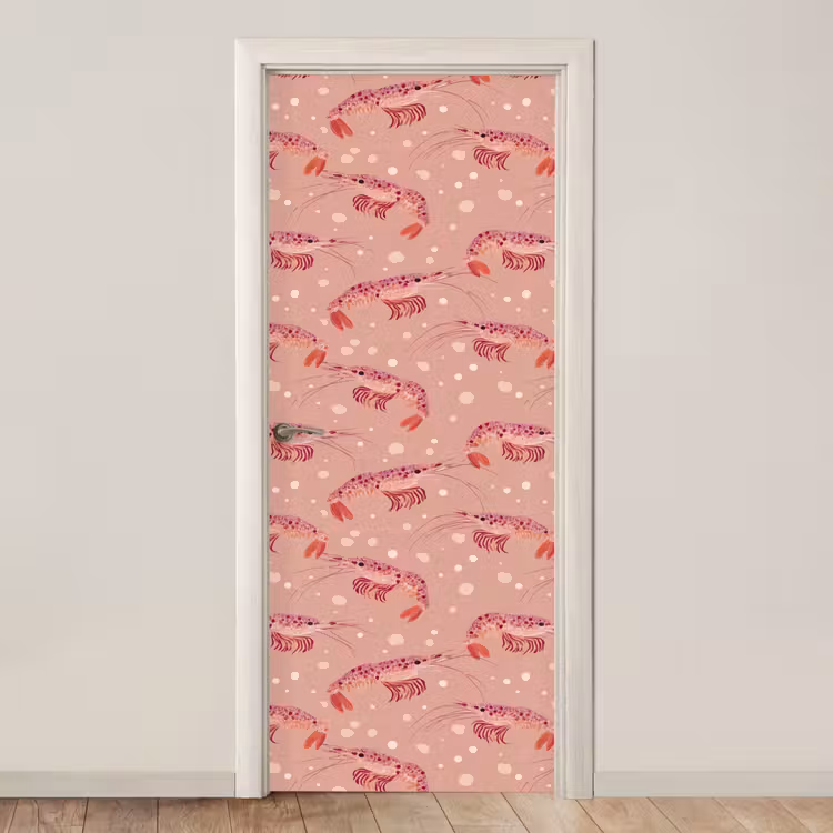 Deursticker - Garnalen - Stippen - Roze — 1