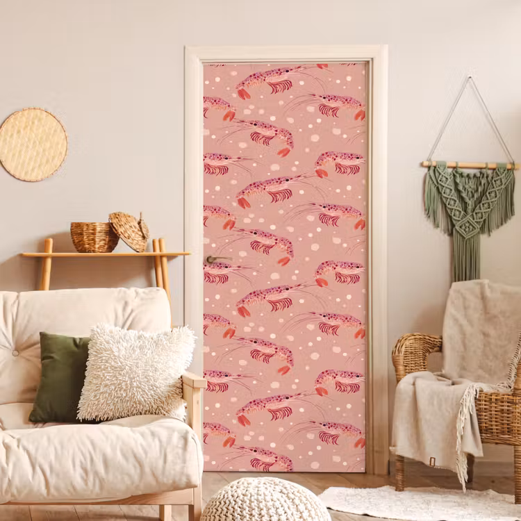 Deursticker - Garnalen - Stippen - Roze — 4