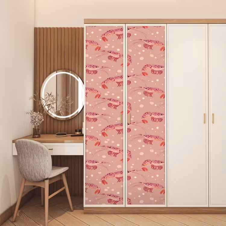 Deursticker - Garnalen - Stippen - Roze — 5