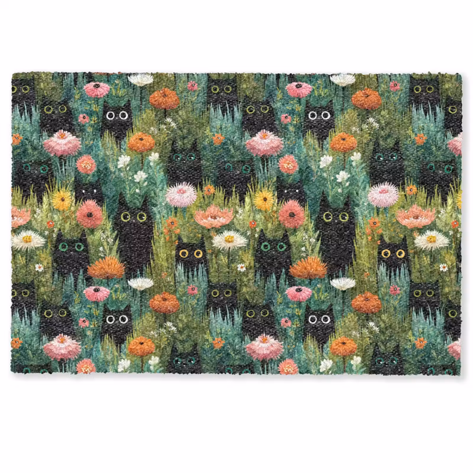 Deurmat - Katten - Bloemen - Kleurrijk — 1