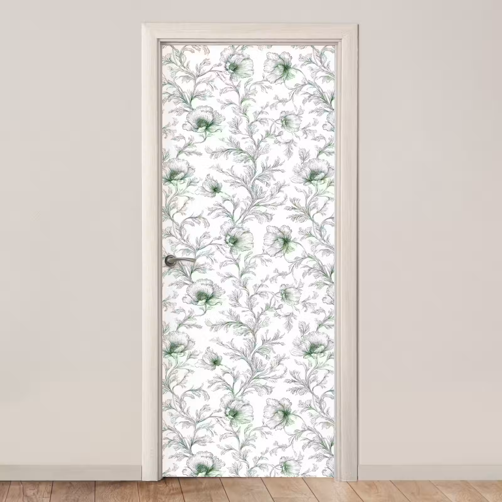 Deursticker - Bloemen - Getekend - Groen — 1