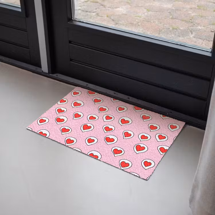 Deurmat - Hartjes - Patroon - Rood — 2