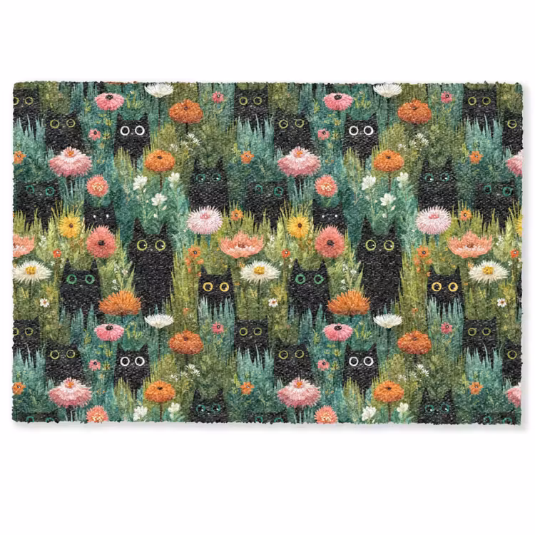 Deurmat - Katten - Bloemen - Kleurrijk — 1