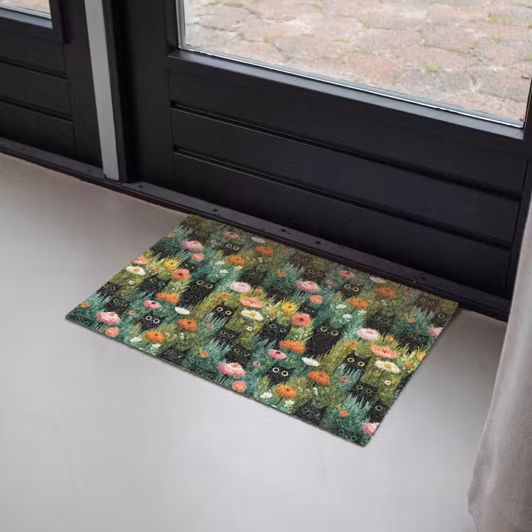 Deurmat - Katten - Bloemen - Kleurrijk — 2