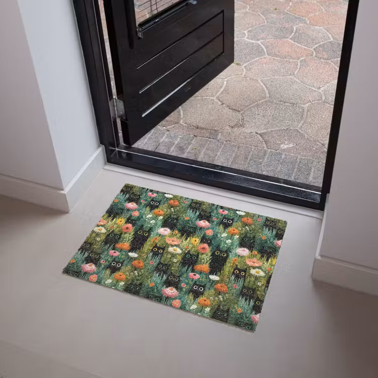 Deurmat - Katten - Bloemen - Kleurrijk — 4