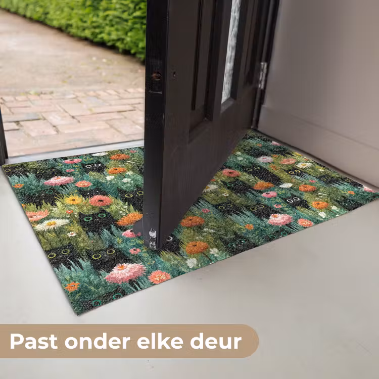 Deurmat - Katten - Bloemen - Kleurrijk — 7