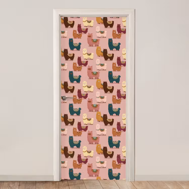 Deursticker - Alpaca's - Patroon - Kleurrijk — 1