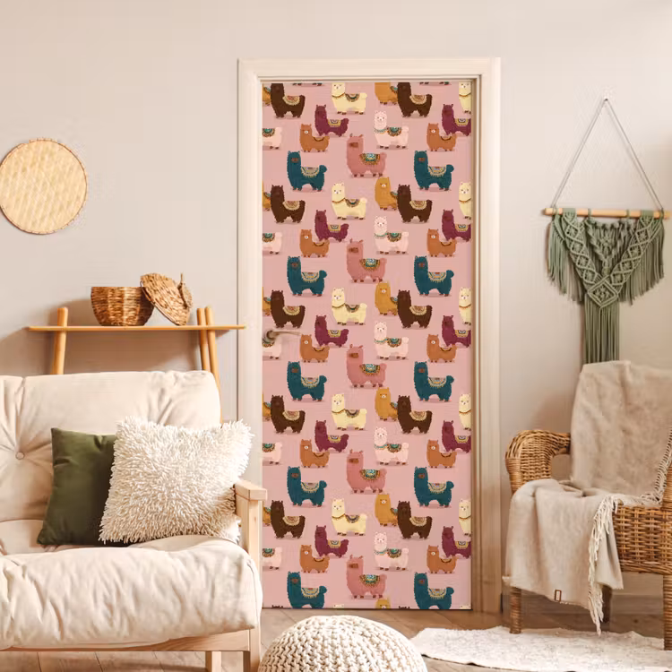 Deursticker - Alpaca's - Patroon - Kleurrijk — 4