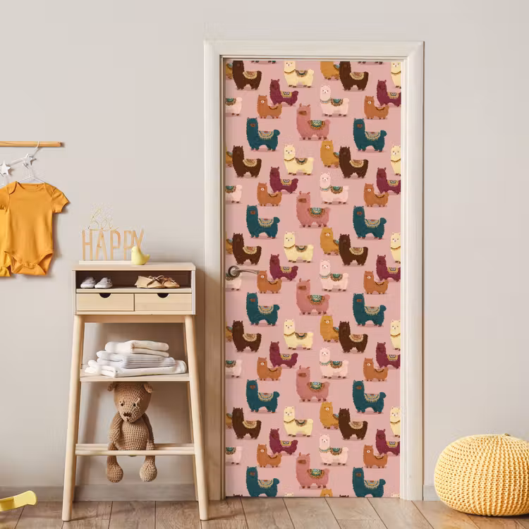 Deursticker - Alpaca's - Patroon - Kleurrijk — 6