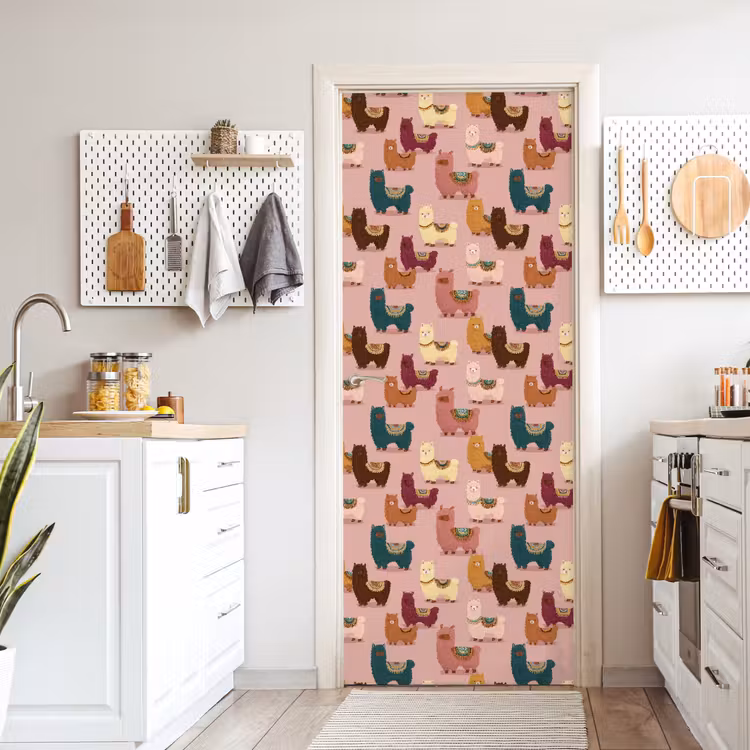 Deursticker - Alpaca's - Patroon - Kleurrijk — 7