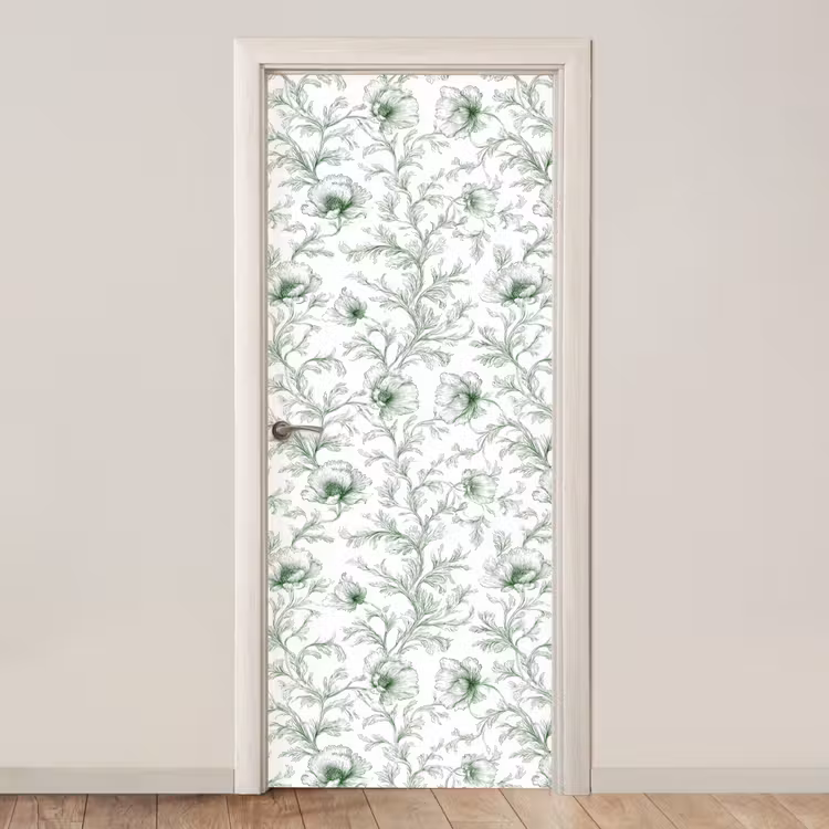 Deursticker - Bloemen - Getekend - Groen — 1