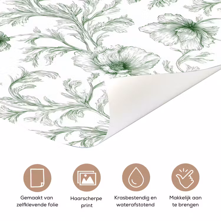 Deursticker - Bloemen - Getekend - Groen — 3