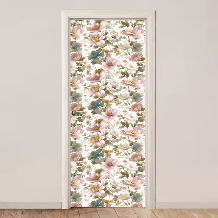 Deursticker - Bloemen - Patroon - Pastel — 1