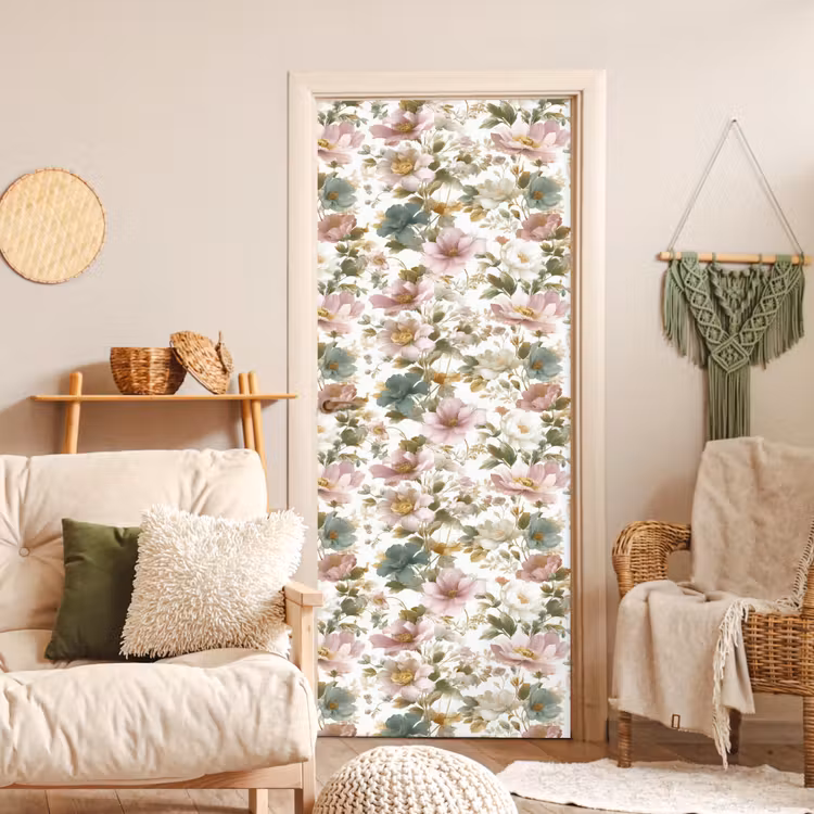Deursticker - Bloemen - Patroon - Pastel — 4