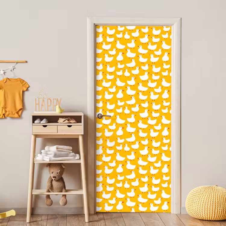 Deursticker - Eendjes - Patroon - Geel — 6