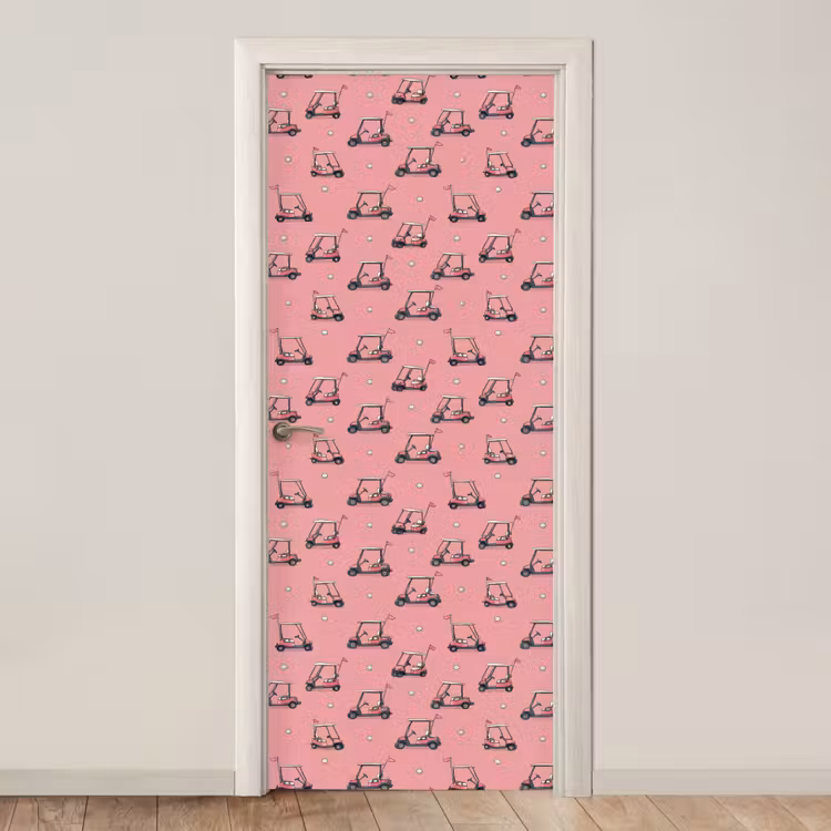 Deursticker - Golfkar - Retro - Roze — 1