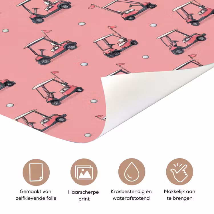 Deursticker - Golfkar - Retro - Roze — 3