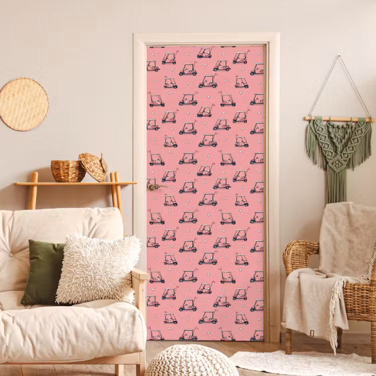 Deursticker - Golfkar - Retro - Roze — 4