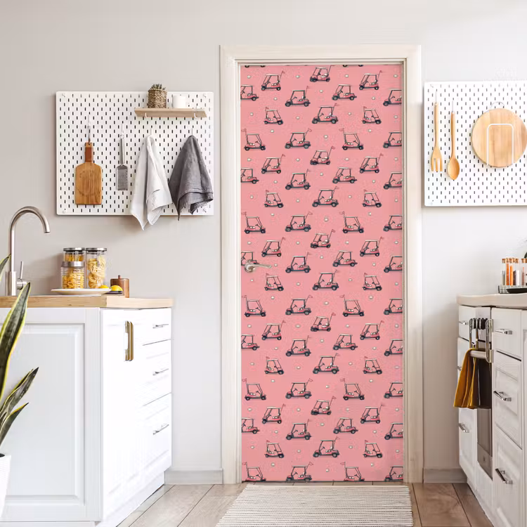 Deursticker - Golfkar - Retro - Roze — 7