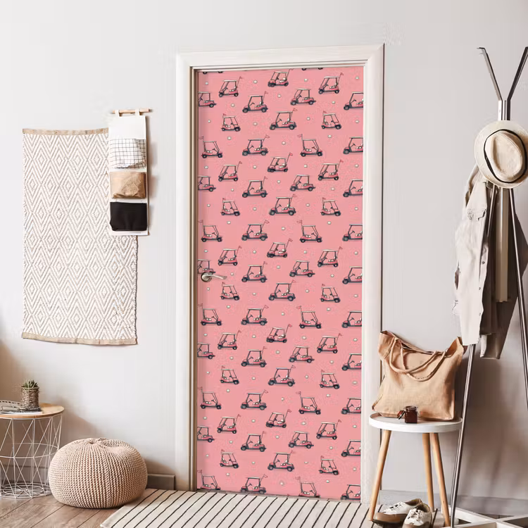 Deursticker - Golfkar - Retro - Roze — 8