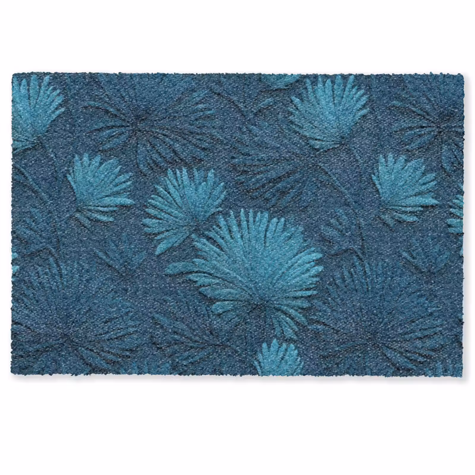 Deurmat - Bladeren - Reliëf - Patroon - Oceaanblauw - Modern — 1