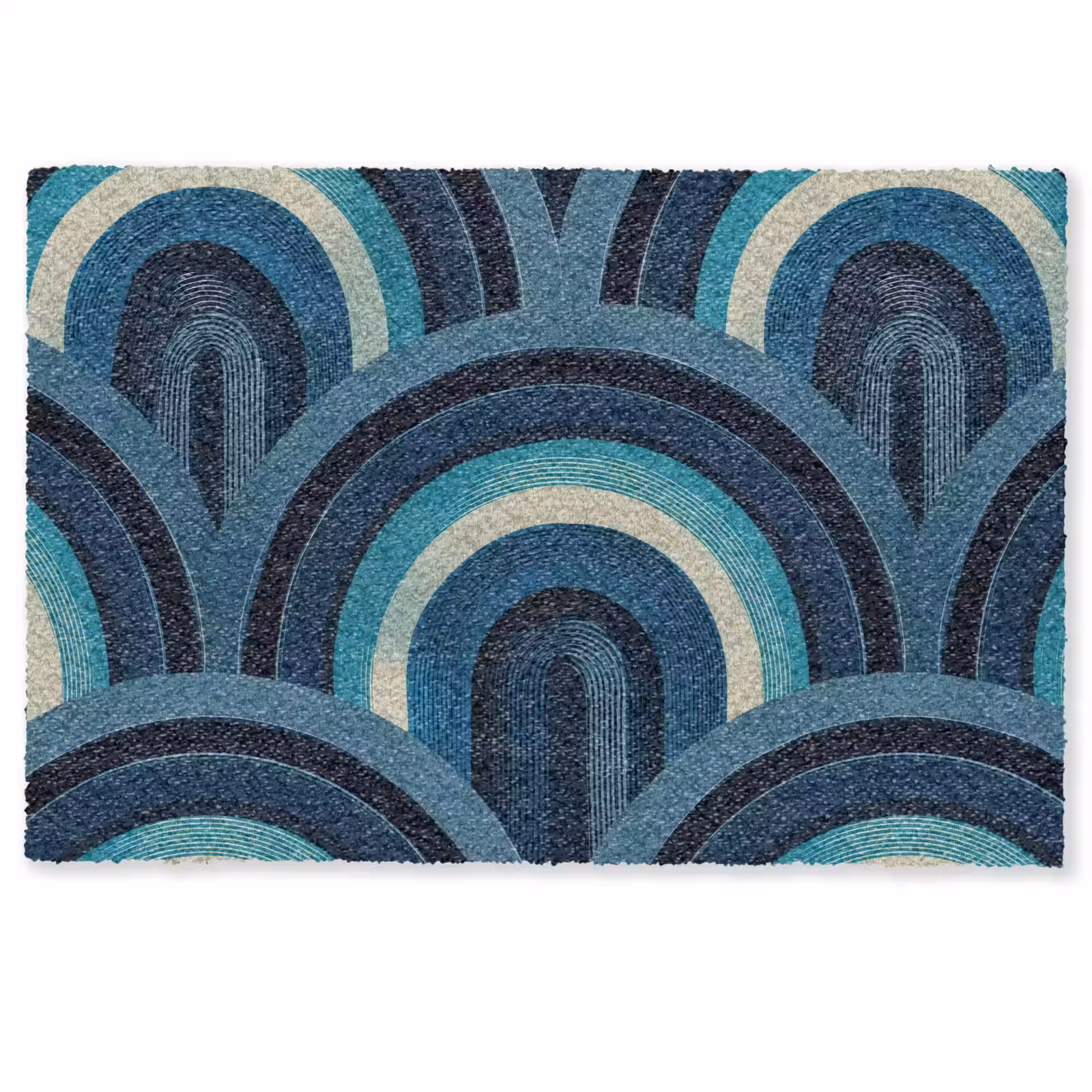 Deurmat - Bogen - Geometrisch - Patroon - Blauw - Retro — 1