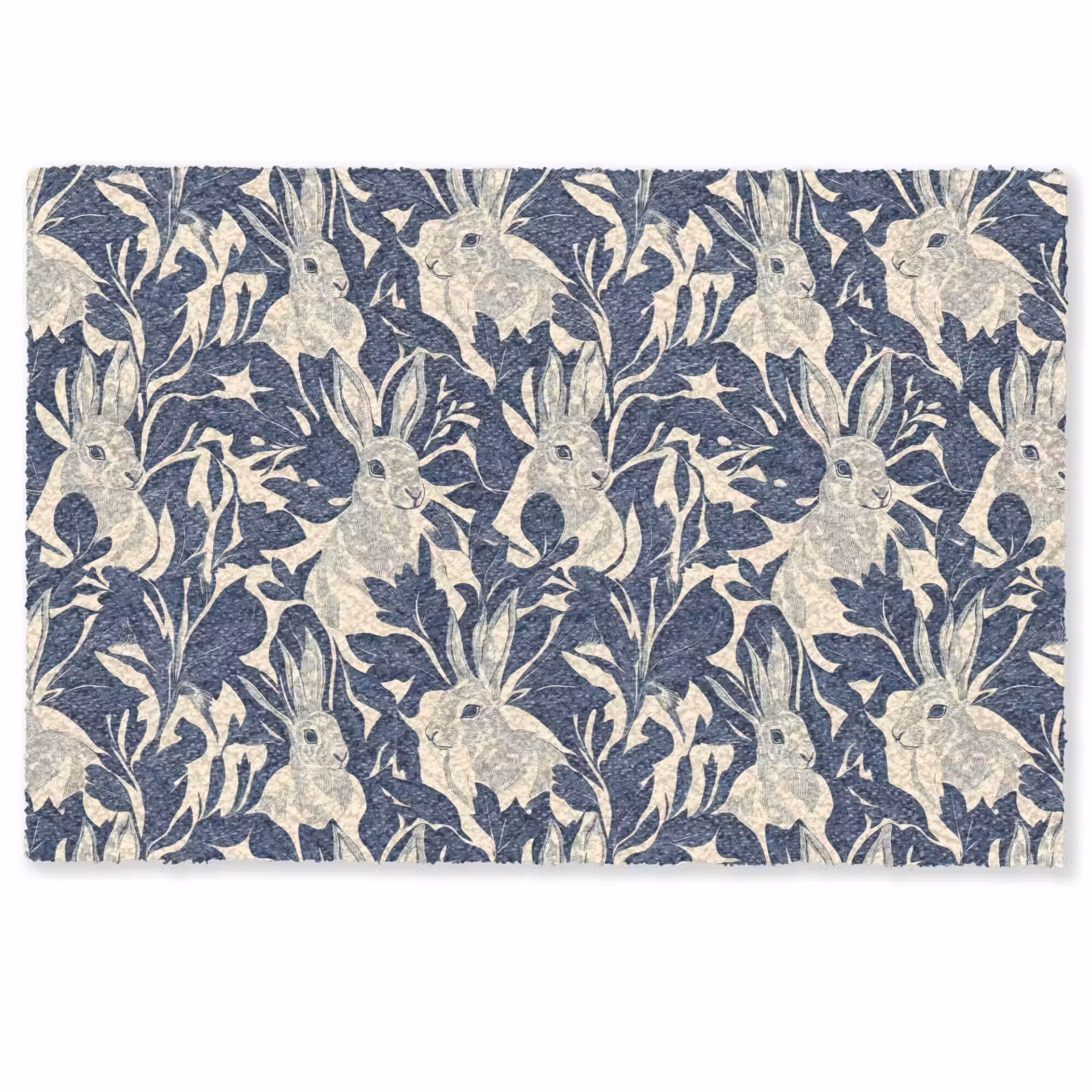 Deurmat - Hazen - Bladeren - Patroon - Blauw - Beige — 1