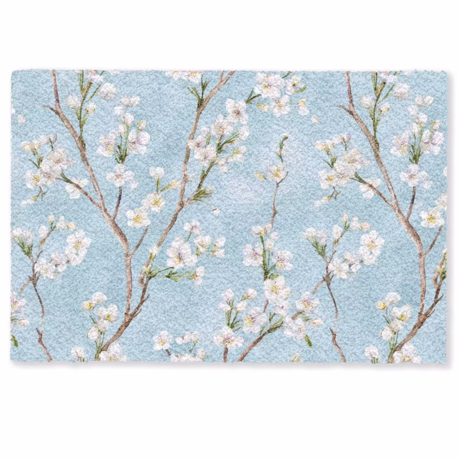 Deurmat - Kersenbloesem - Textuur - Blauw — 1