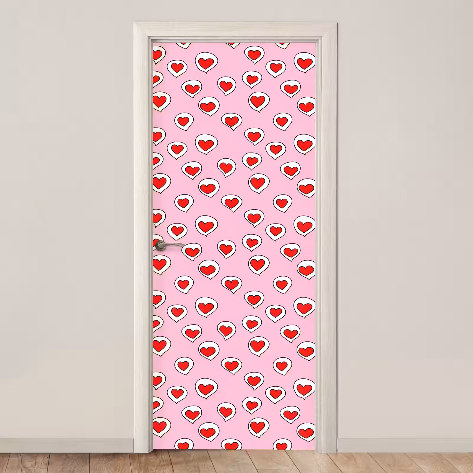 Deursticker - Hartjes - Patroon - Rood — 1