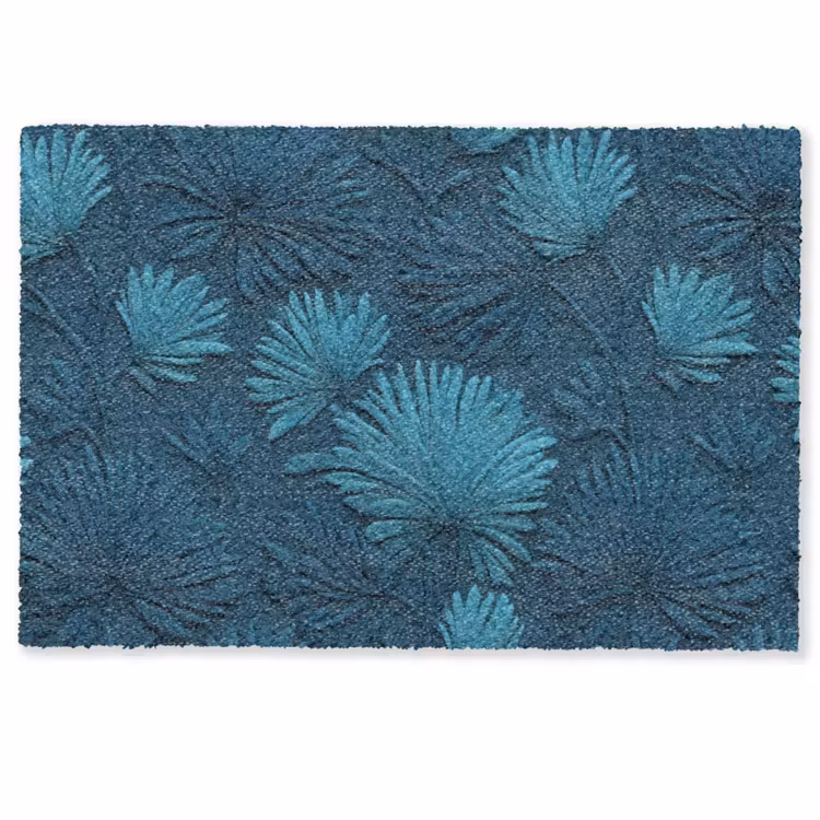 Deurmat - Bladeren - Reliëf - Patroon - Oceaanblauw - Modern — 1