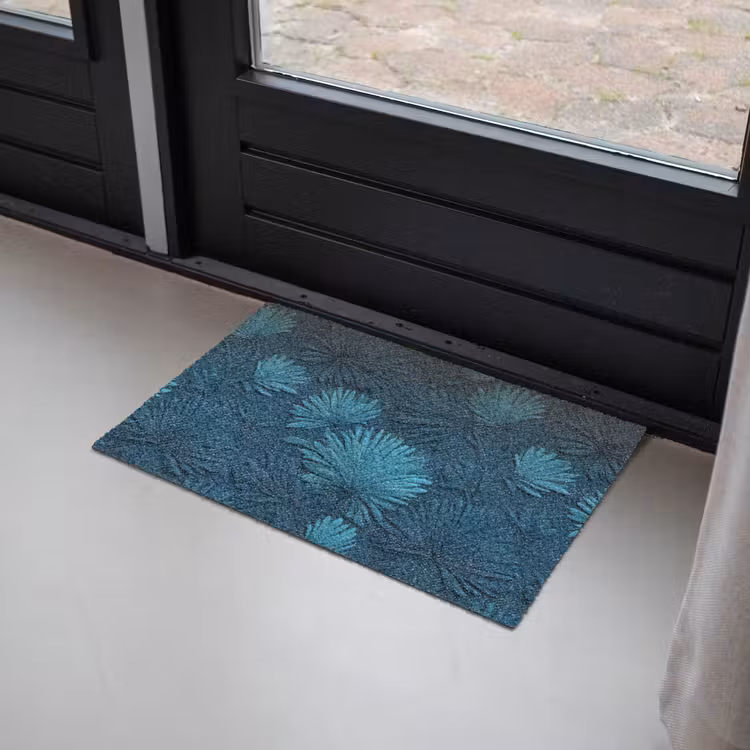 Deurmat - Bladeren - Reliëf - Patroon - Oceaanblauw - Modern — 2