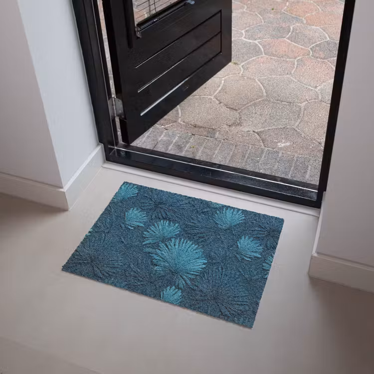 Deurmat - Bladeren - Reliëf - Patroon - Oceaanblauw - Modern — 4