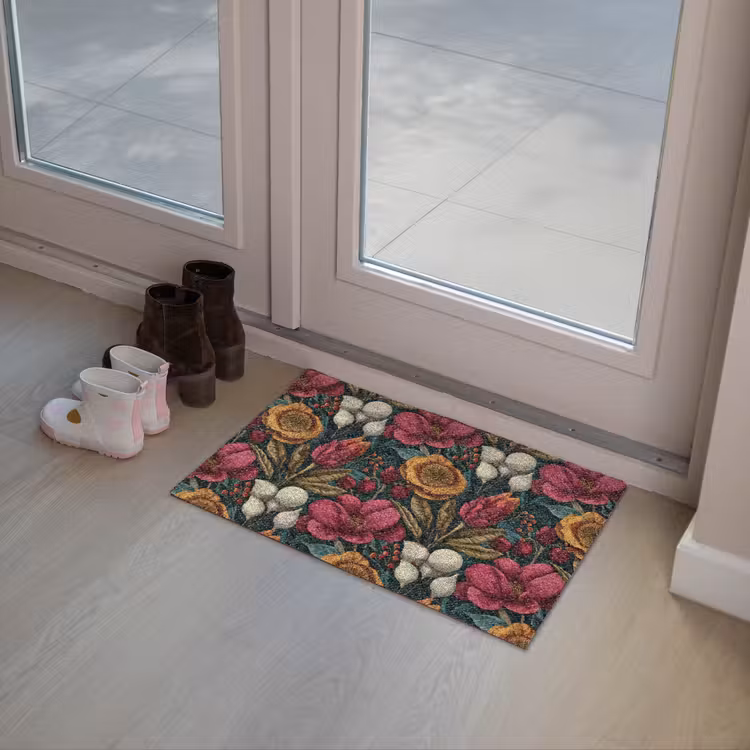 Deurmat - Bloemen - Patroon - Rood - Goud — 8