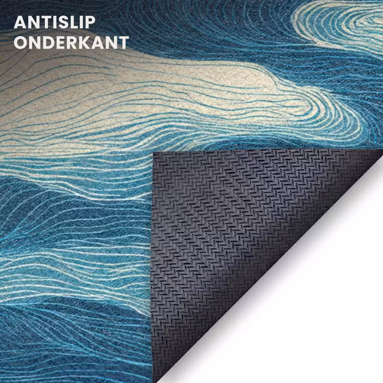 Deurmat - Golven - Abstract - Patroon - Blauw - Wit — 6