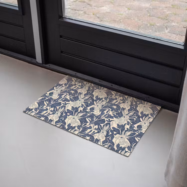 Deurmat - Hazen - Bladeren - Patroon - Blauw - Beige — 2
