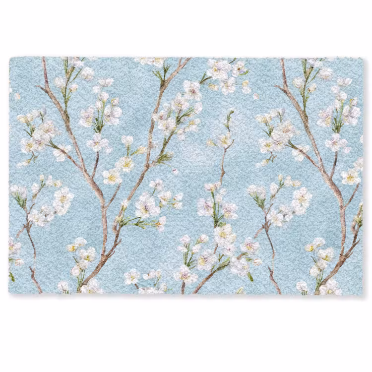 Deurmat - Kersenbloesem - Textuur - Blauw — 1