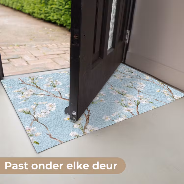 Deurmat - Kersenbloesem - Textuur - Blauw — 7