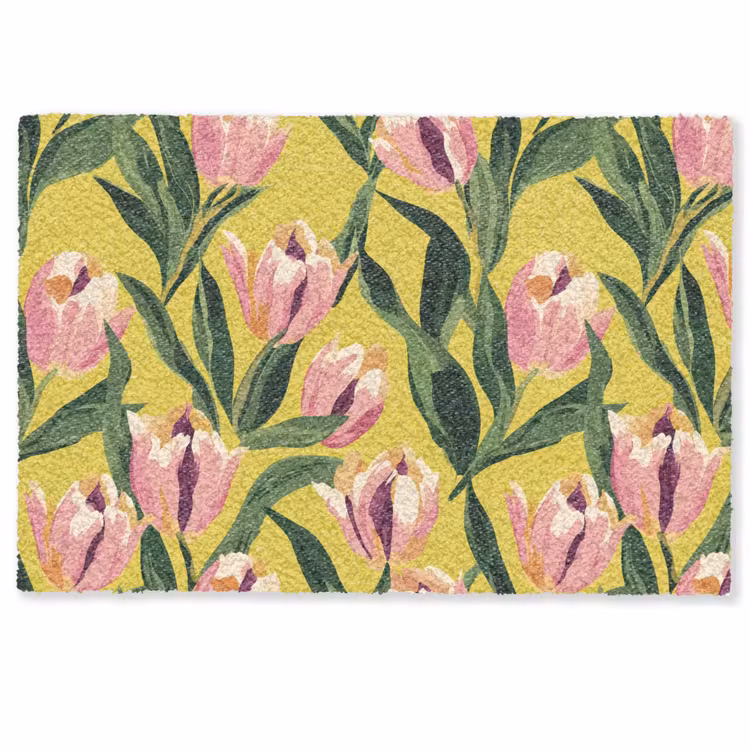 Deurmat - Tulpen - Botanisch - Geel — 1