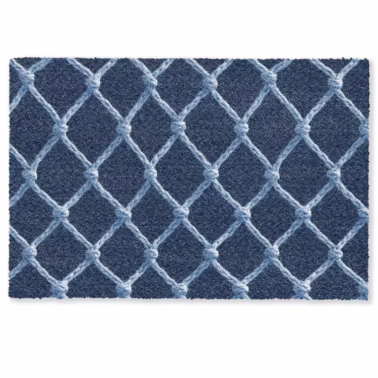 Deurmat - Visnet - Touw - Patroon - Marineblauw — 1