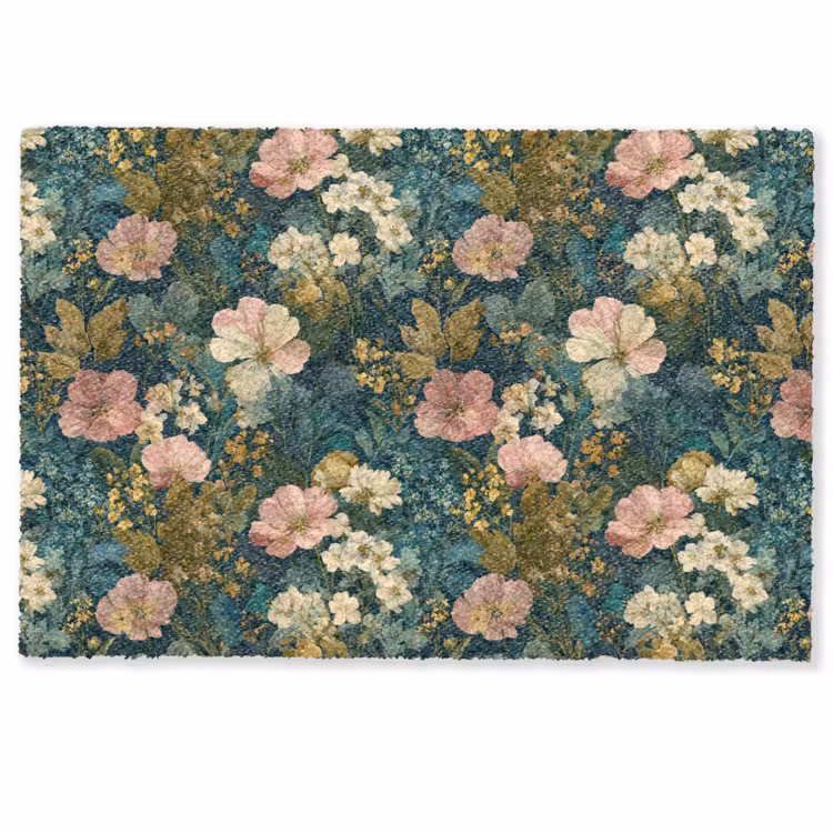 Deurmat - Wilde bloemen - Botanisch - Patroon - Roze - Romantisch — 1