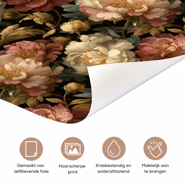 Deursticker - Bloemen - Barok - Patroon - Roze - Crème — 3