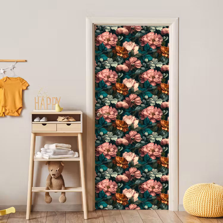 Deursticker - Bloemen - Schilderachtig - Patroon - Roze — 6