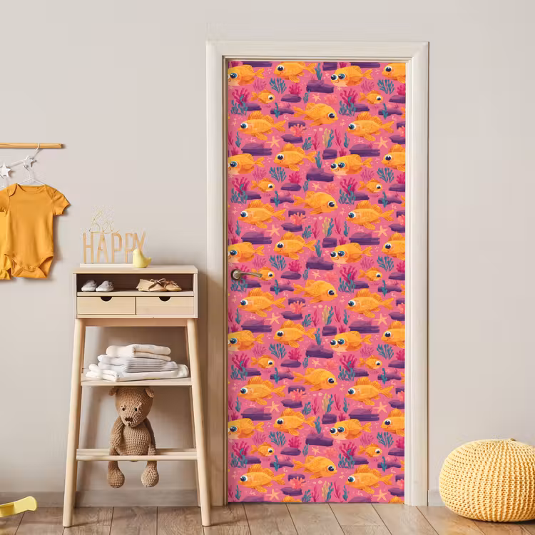 Deursticker - Goudvissen - Koraal - Kleurrijk — 6