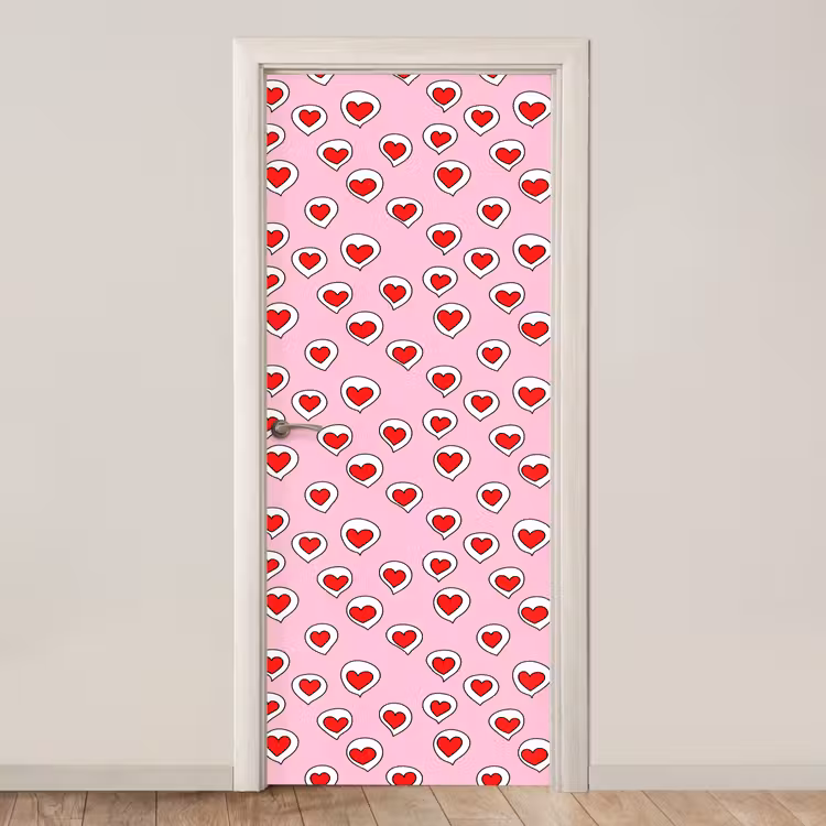 Deursticker - Hartjes - Patroon - Rood — 1