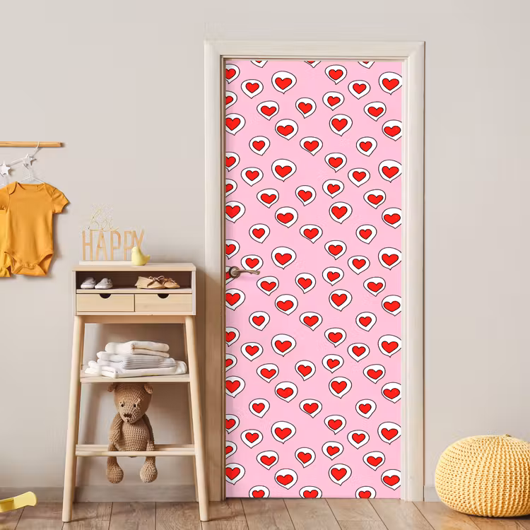 Deursticker - Hartjes - Patroon - Rood — 6