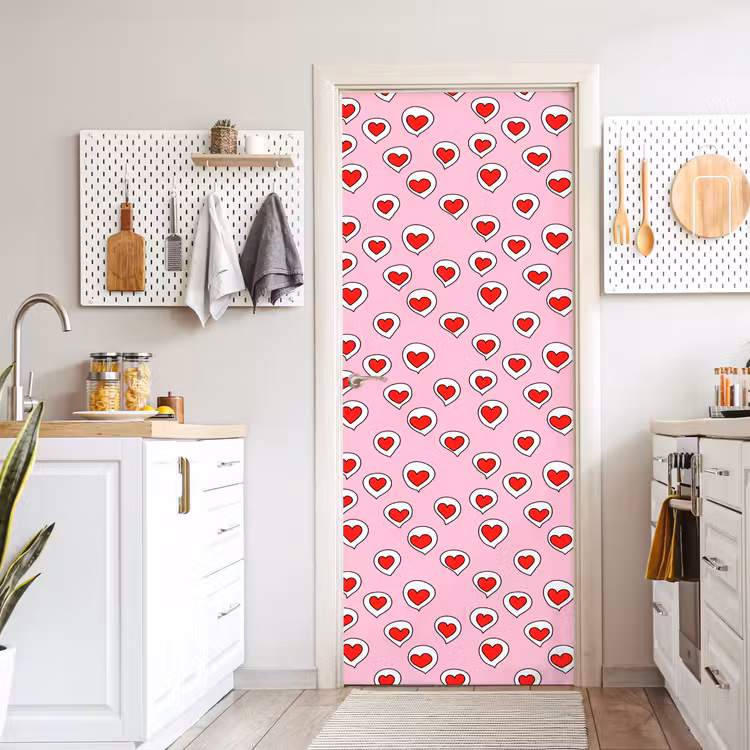 Deursticker - Hartjes - Patroon - Rood — 7