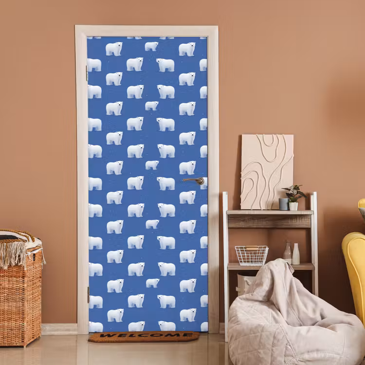 Deursticker - IJsbeer - Patroon - Blauw — 2